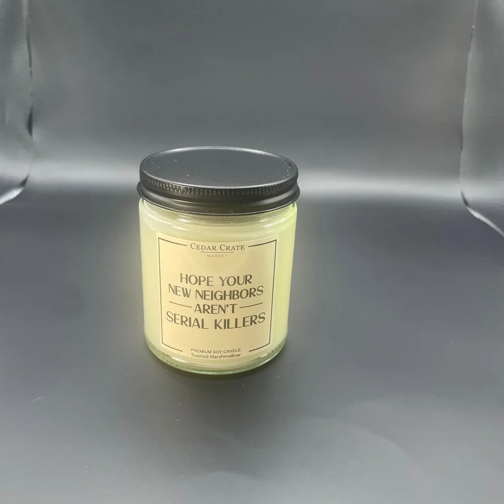 Cedar Crate Market‎ Toasted Marshmallow Soy Candle Funny Housewarming Gift 9oz
